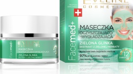 Eveline Cosmetics Maseczka Oczyszczająco - Wygładzająca Zielona Glinka Facemed+ LIFESTYLE, Uroda - Maseczki z glinki dodają skórze witalności, eliminują toksyny, pielęgnują i wygładzają skórę, ograniczają pękanie naczyń krwionośnych. Glinka działa przeciwbakteryjnie, przeciwzapalnie i tworzy naturalną ochronę przed promieniami UVA i UVB.